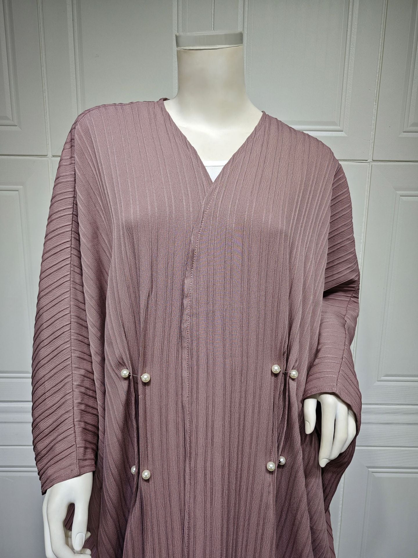 Modern Striped Plus-Size Abaya Cardigan Robe