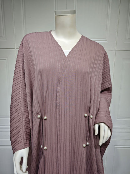 Modern Striped Plus-Size Abaya Cardigan Robe