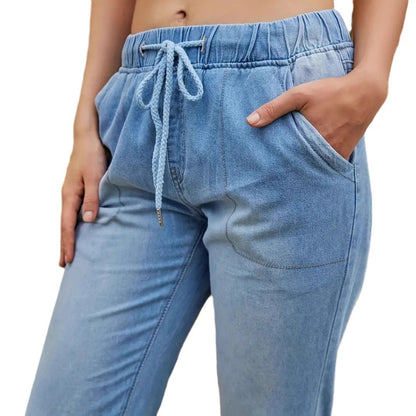 Light Blue High Elasticity Skinny Jeans for Women