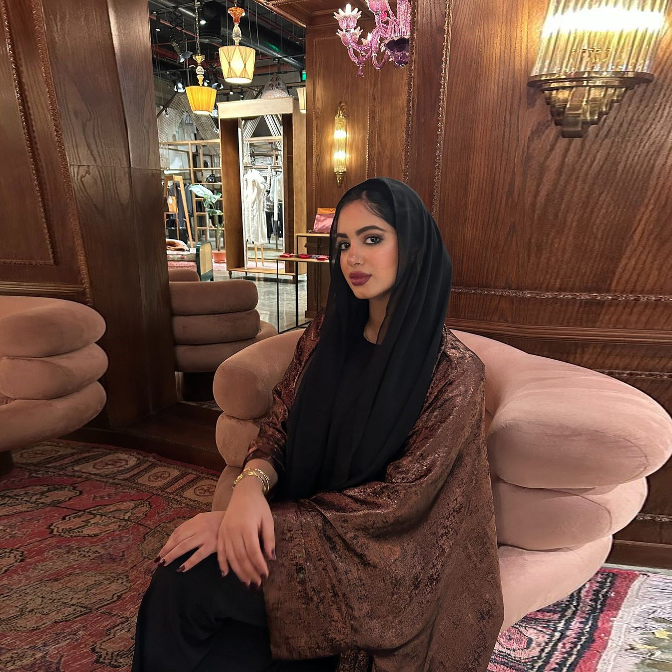 Fashion Bronzing Satin Abaya Robe