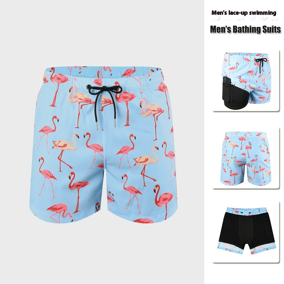 Men's Double-layer Swimming Trunks Anti-embarrassment XL Mens