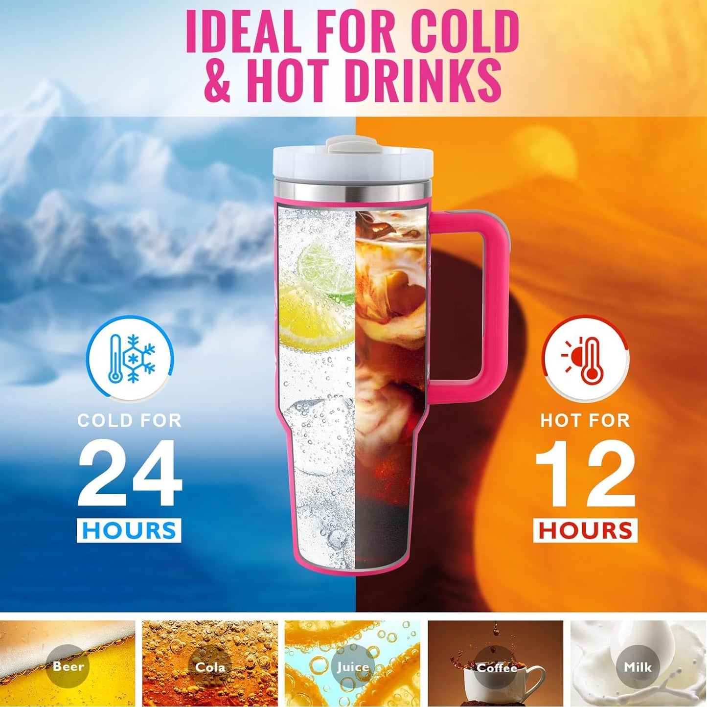 Premium 40oz Stainless Steel Insulated Tumbler – Double Wall Vacuum Flask for Hot & Cold Beverages