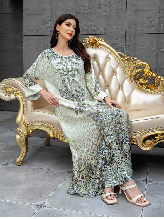Floral Lace Abaya with Long Sleeves