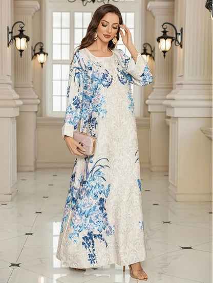 Elegant Floral Printed Abaya for Women