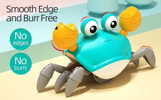 SKY-TOUCH Electric Runaway Crab Crawling Crab Baby Toy with Music and LED Light Up Toddler Interactive Learning Development Toy with Automatically Avoid Obstacles For Babies, Toddlers and Kids