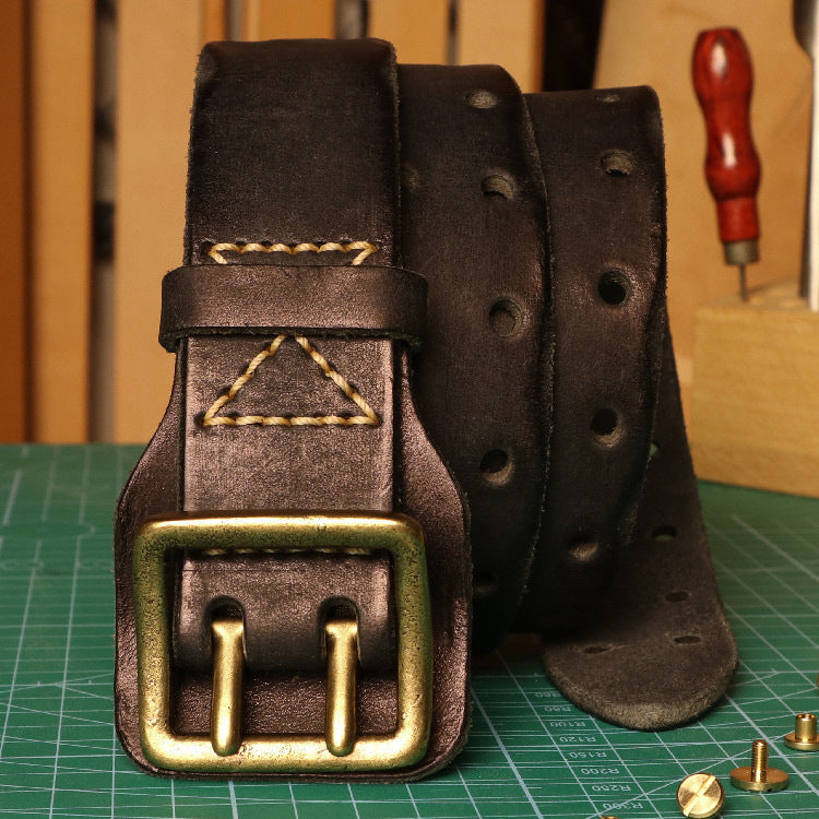 Cowhide Handmade Stitching Anti-allergy Men's Leather Belt