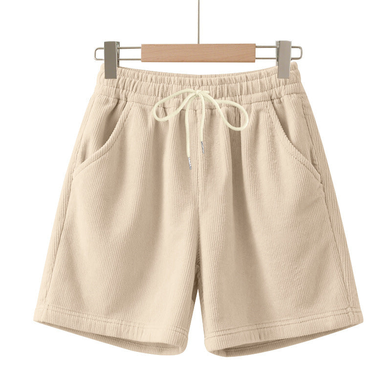 Corduroy Elastic Lace Men's Plus Size Beach Casual Shorts