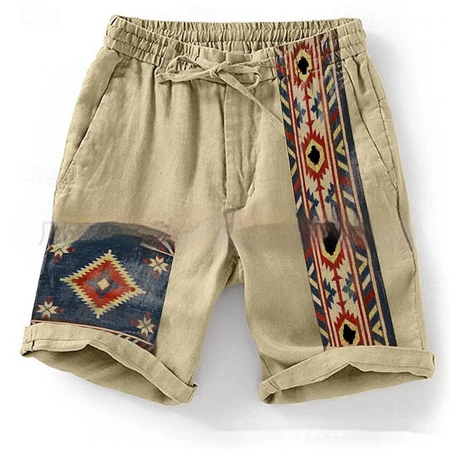 Men's Lace Up Loose Digital Printing Casual Shorts