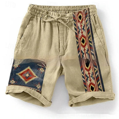 Men's Lace Up Loose Digital Printing Casual Shorts