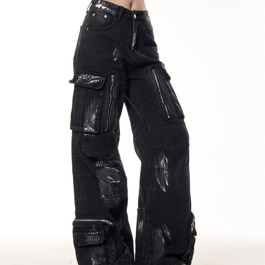 Women's High Waist Wide Leg Zipper Jeans