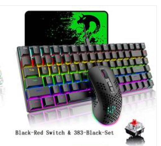 Gaming 84-Keys Keyboard RGB Lightweight Mouse Set Mechanical Rainbow For PCPS4