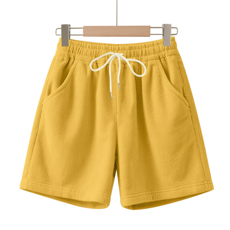Corduroy Elastic Lace Men's Plus Size Beach Casual Shorts