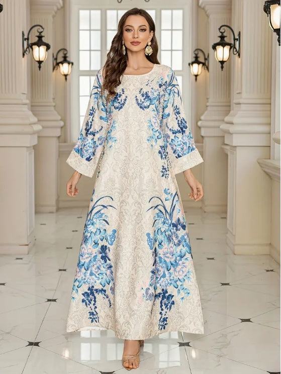 Elegant Floral Printed Abaya for Women