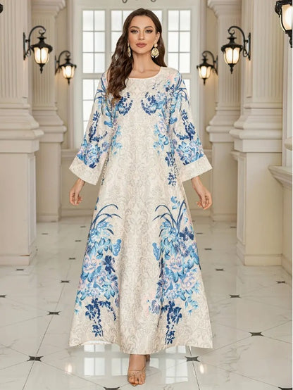 Elegant Floral Printed Abaya for Women