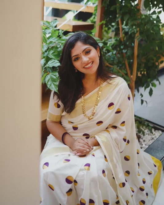 Cotton Polka dots saree