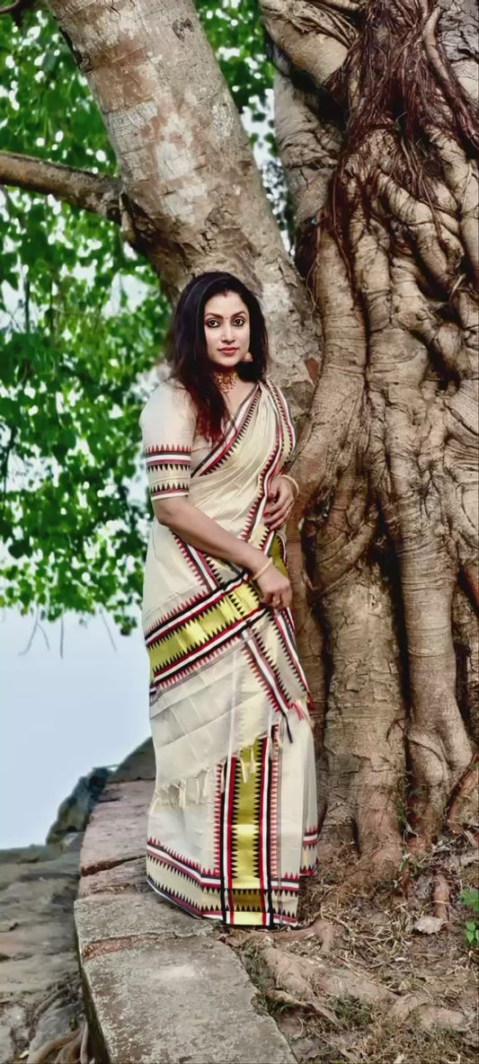 Tissue Multicolour Set Mundu with Blouse