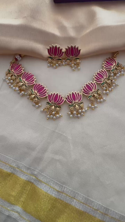 Lotus Necklace – Matte Gold Finish